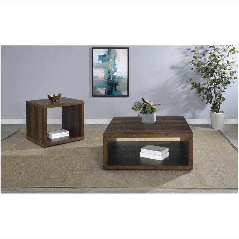 Flint Dark Pine Square Engineered Wood Side End Table