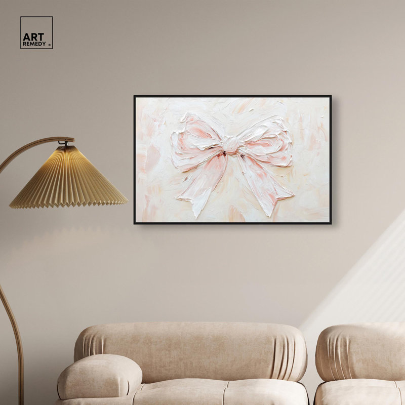 Relief Ribbons Canvas Fashion Wall Art, H 25 po x l 37 po, Black Floater Framed