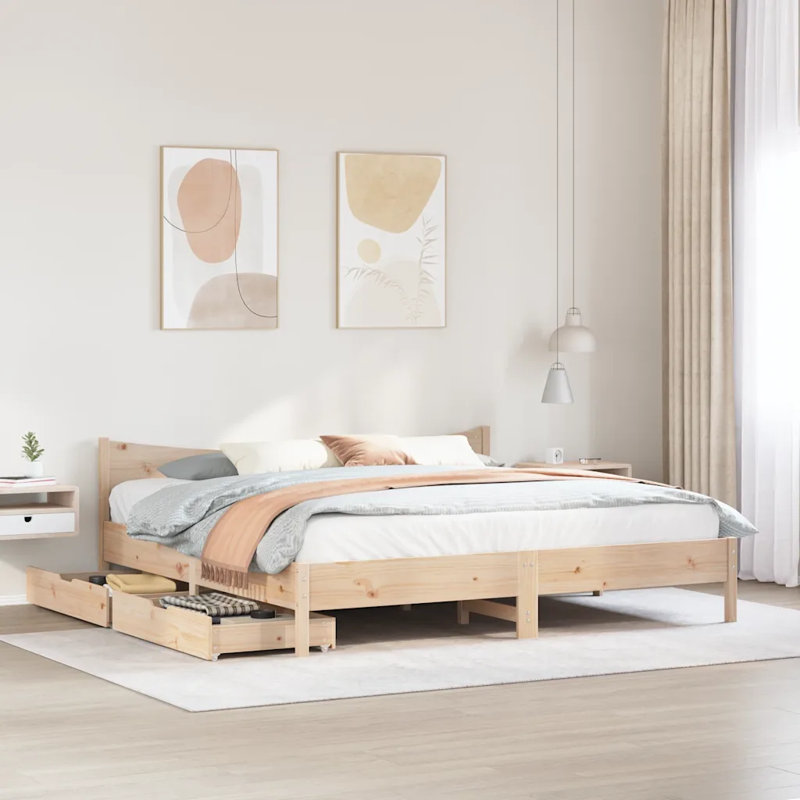Solid Wood Bed, White, Super King (6')