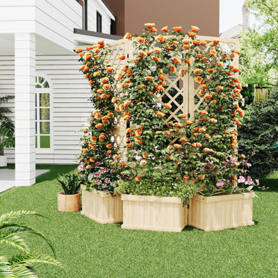 Freestanding Cedar Privacy Screen with Planter Box – Hinged Outdoor Fence Panel for Patio, Deck, Backyard & Balcony