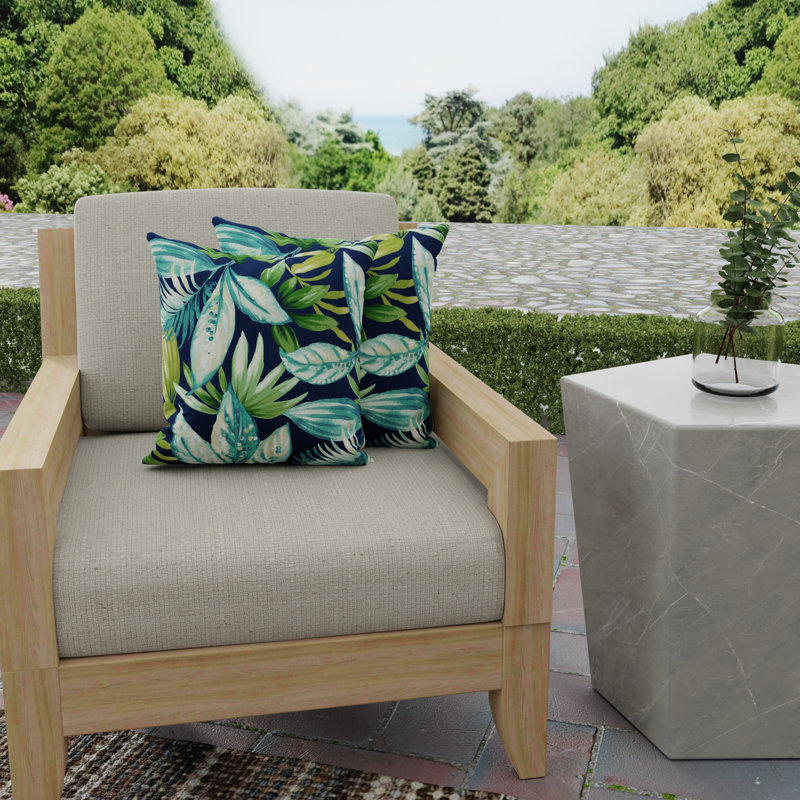 16" x 16" Outdoor Throw Pillow (Set of 2), Black/Green/White