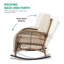  Double chaise berçante d'extérieur avec table basse, chaise berçante surdimensionnée avec coussin épais pour 2 personnes, grand banc à bascule robuste de 550 lb pour toutes les saisons