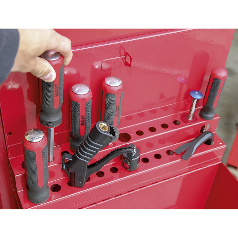 Side Cabinet for Long Handle Tools, Red