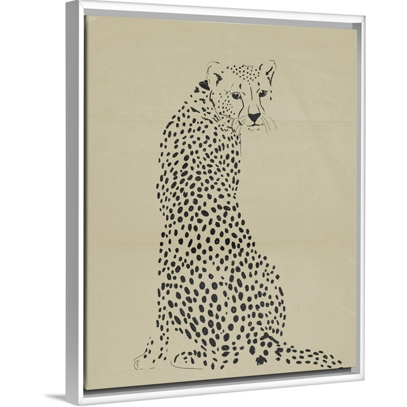 Décoration murale guépard i kids, H 20 po x l 16 po x P 1,2 o, Cadre pour toile flottant blanc