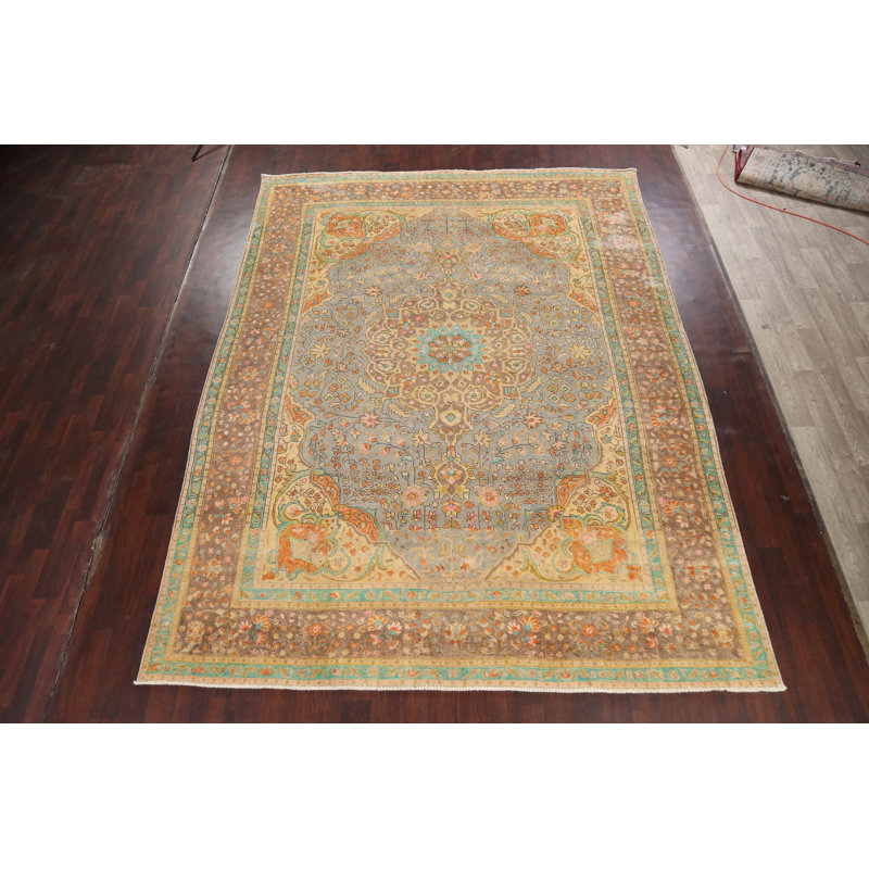 Tapis floral motif persan Tabriz noué à la main 10 x 12