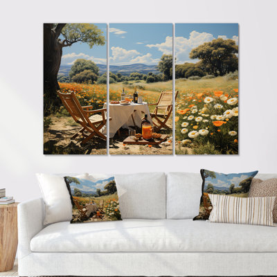 Joyeux rassemblement de pique-niques pour deux - ensemble de reproductions d'art mural repas et pique-nique