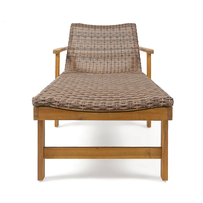 Chaise longue en bois et osier Hampton, Naturel