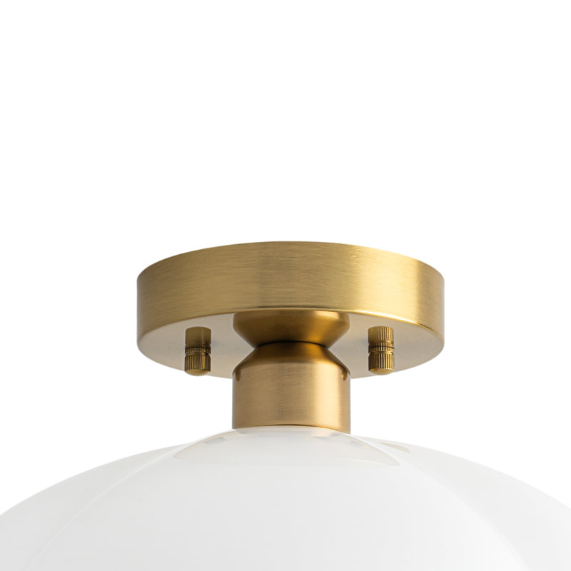 Plafonnier semi-encastré en verre opale crème 1 lumière French