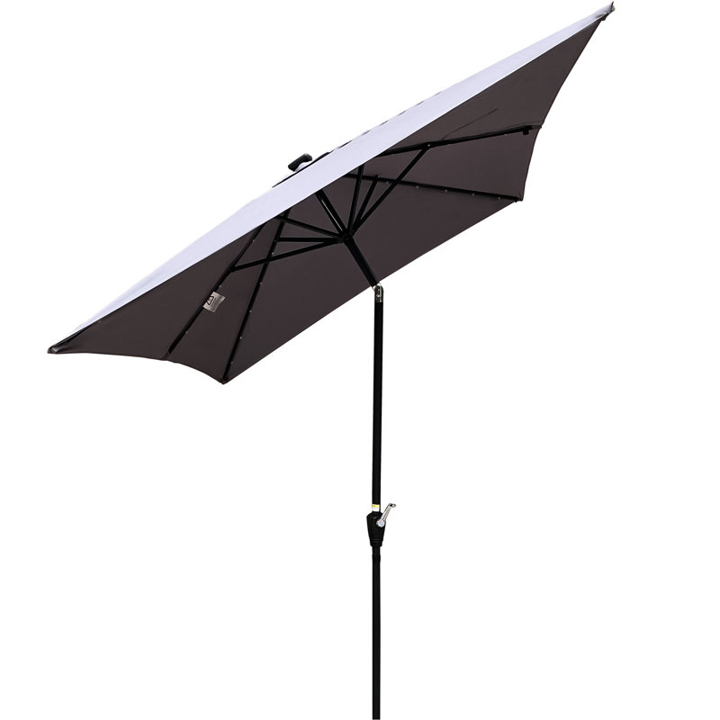 Parasol d'extérieur rectangulaire de 10 pi x 6,5 pi avec lumières à DEL solaires. Auvent imperméable, protection, manivelle et inclinaison faciles pour la piscine de jardin de 10 pi x 6,5 pi , Résistance, simplicité et fonctionnement