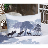 Ambesonne Moose Fitted Sheet & Pillow Sham, Black White Grey