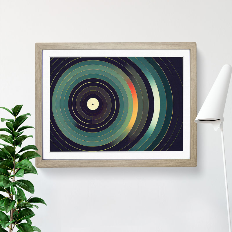 Dynamic Vinyl Record - Single Picture Frame Print, 46cm H x 64cm W x 2cm D, Oak