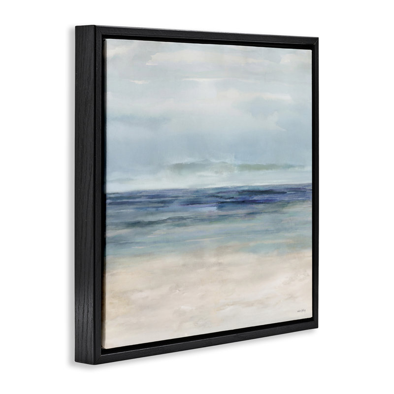 Cadre flottant doux bord de mer turquoise, design par Amber Sterling, Cadre flottant noir de jais, H 18 po x l 18 po