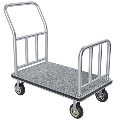 Hotel Luggage Cart with 6-Inch Wheels, 900 lb. Capacity, Polished Stainless Steel