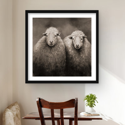 Mouton sépia | Imprimé mat beige encadré | Décoration intérieure