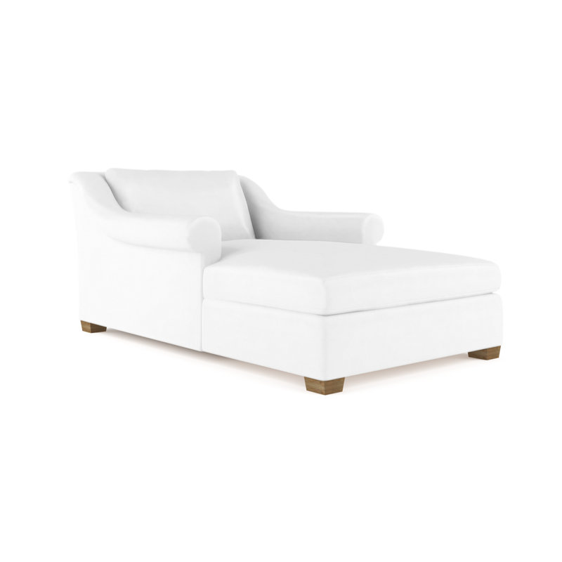 Thompson Chaise Lounge, Plush Velvet Blue Print, Weathered