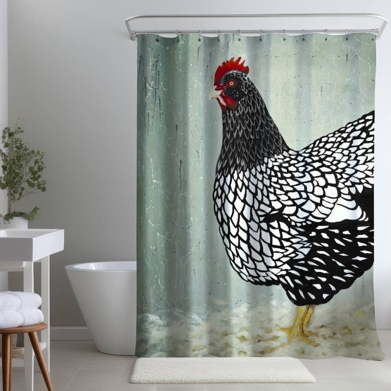 Shower Curtain AN520 – Polyester Shower Curtain, Dye Sublimation Print, 71" W × 74" L, Multicolor Light Green