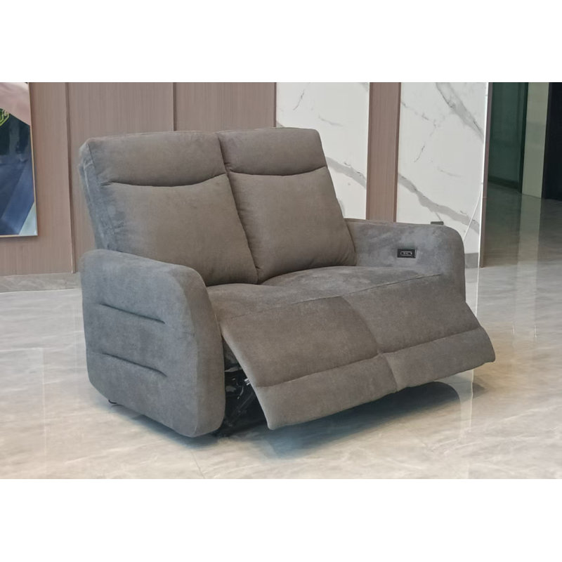 Cotton Blend Electric Reclining Sofa, 2, Dark Grey