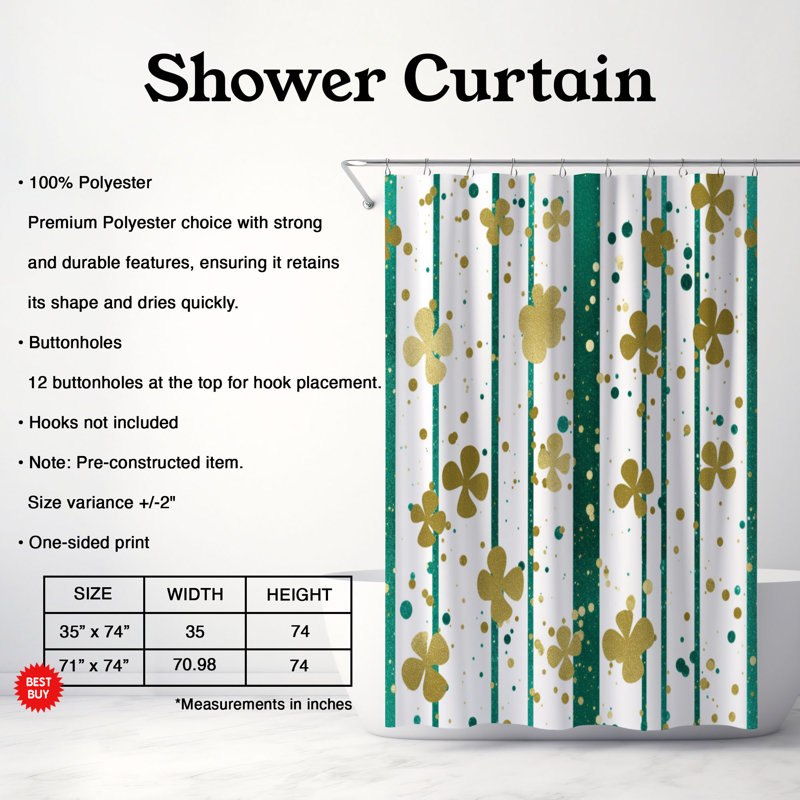 Sparkly Clover - Premium Shower Curtain, 74"H x 71"W