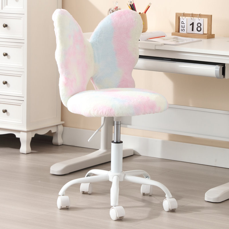 Aafia Kids 19.75" Adjustable Height Desk or Activity Chair, Rainbow Pink