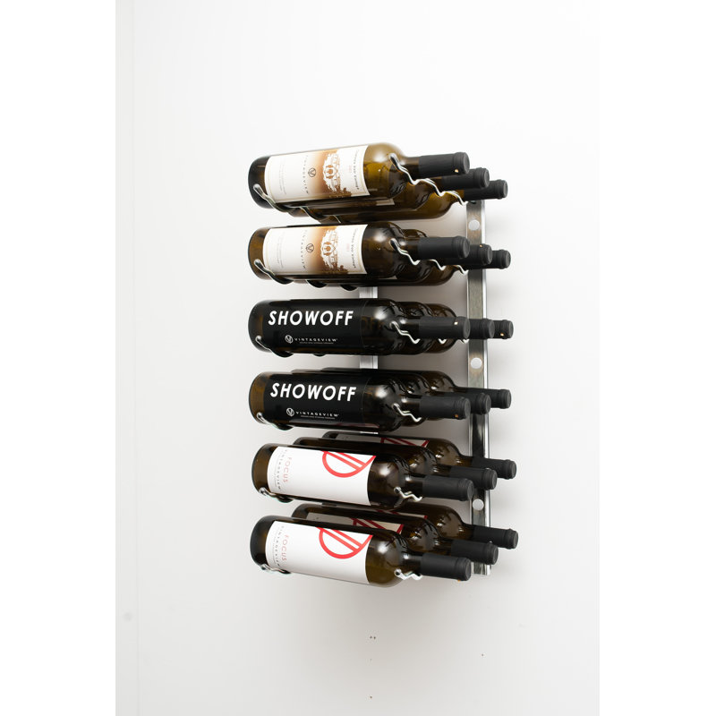18 Bottle Wall Mounted Wine Bottle Rack, Brushed Nickel, 61cm H x 33cm W x 30.5cm D