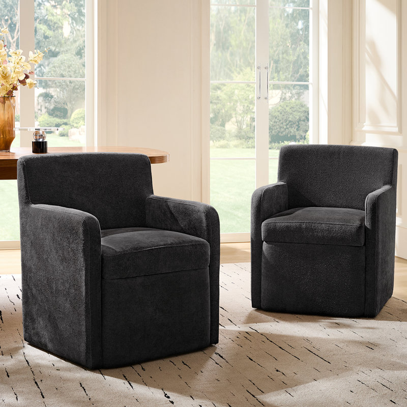 Gosselin Modern Storage Dining Chair with Casters, Black