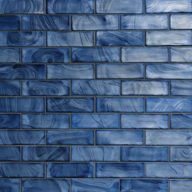 Magico 12x12 Iridescent Polished Glass Mosaic Tile, Sky Blue