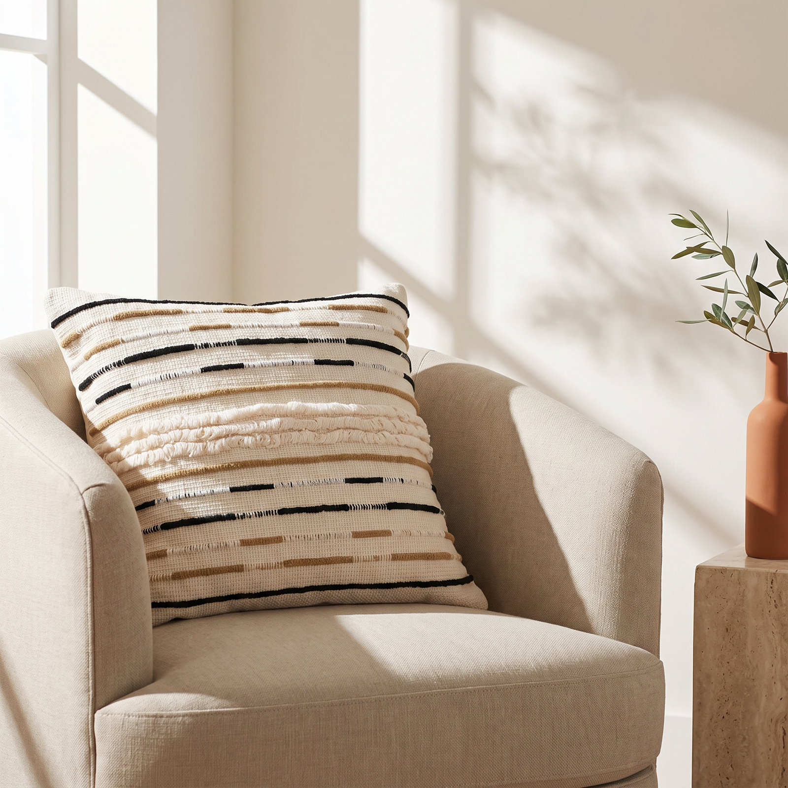 Vera Collection Cotton Throw Pillow, Polyester/Polyfill