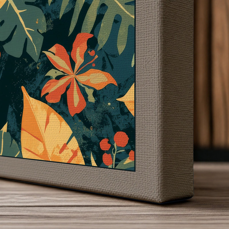 Floral Garden Tropical - Wrapped Canvas, 30x20 - 76.2 x 50.8 cm, Taupe Border
