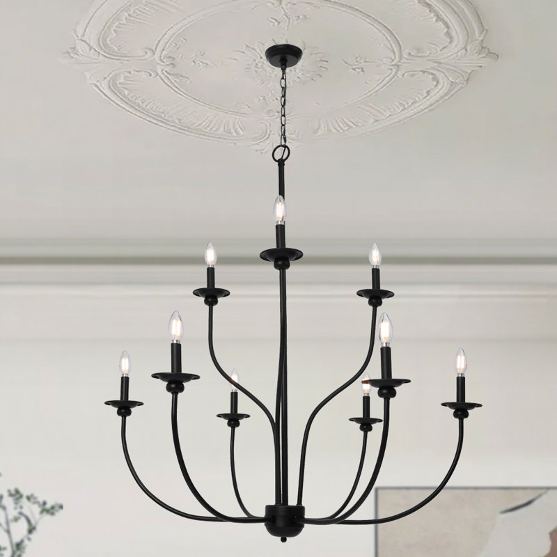 9-light 39"W Candle Style Classic Chandelier, 42.5" H x 39.4" W x 39.4" D