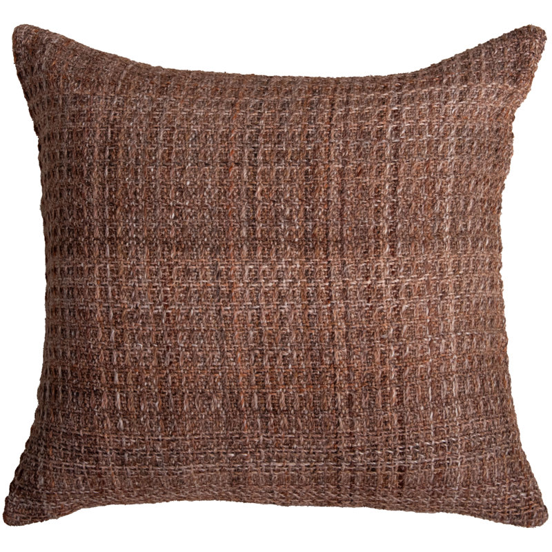  100% Polyester High Performance/Easy Care Throw Square Pillow Cover & Insert, Brown/Beige
