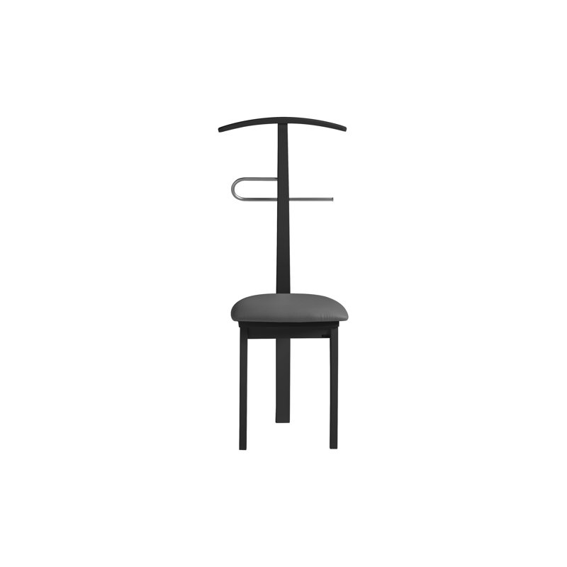 Erich Solid Wood Iron Freestanding Valet Stand, Black