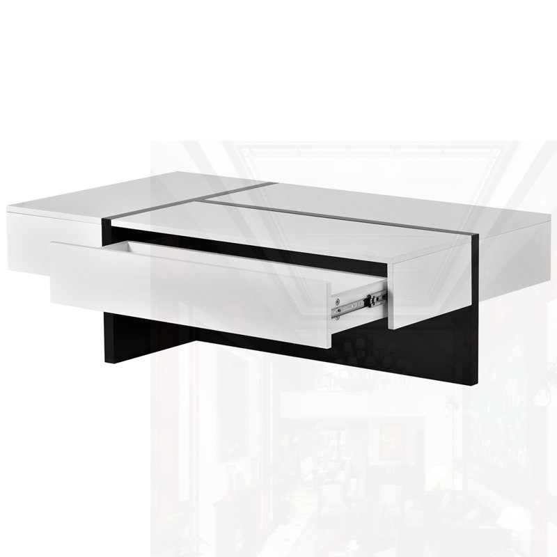 Mobilier de salon rectangulaire, White/Black, White