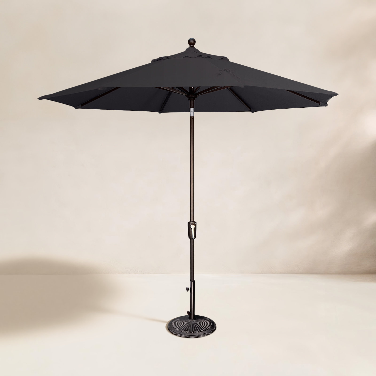 Canela 9' Market Umbrella, Canvas Black, Canvas Black Sunbrella® Canvas
