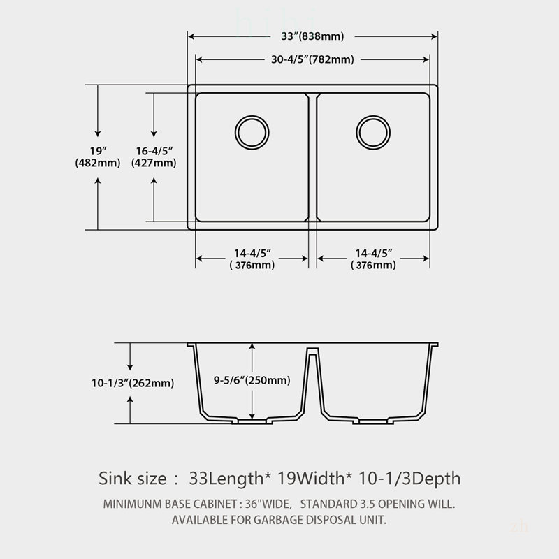 Undermount Double Bowl Quartz Kitchen Sink