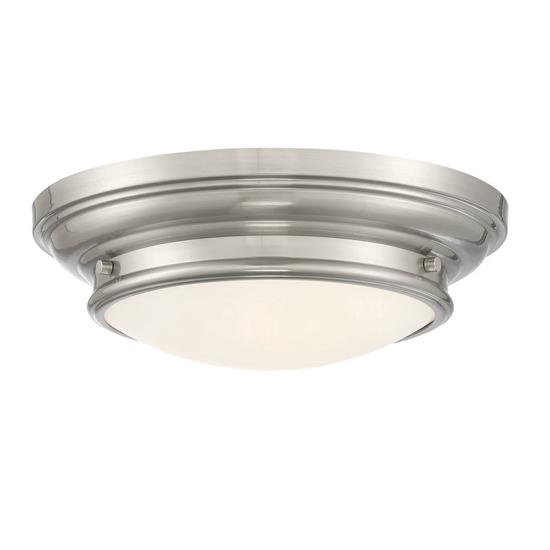 Plafonnier 2 lumières Meridian en nickel brossé, Nickel brossé