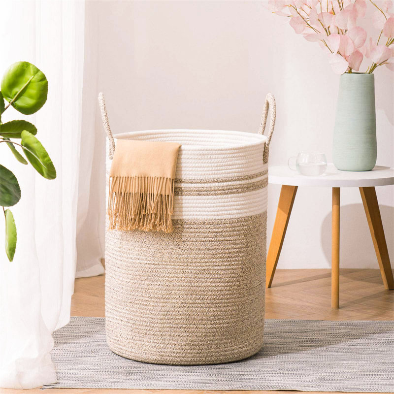 Fabric Laundry Basket with Handles, Brown