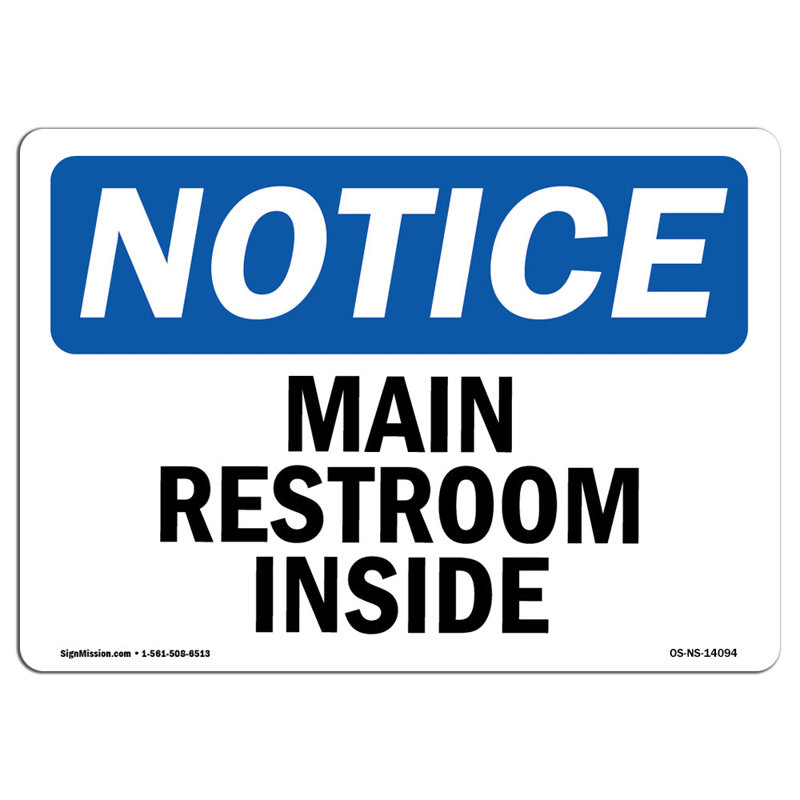 Main Restrooms Inside Aluminum Sign 18 x 24