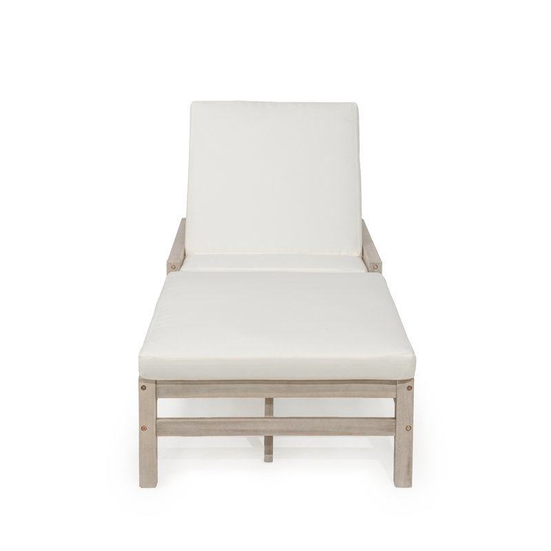 Chaise longue d'extérieur avec coussins, Gris
