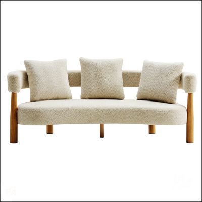 Luxe 76.5 in. Curved 3 Seater Modern Upholstered Chenille Sofa, for Stylish and Comfortable Living Spaces