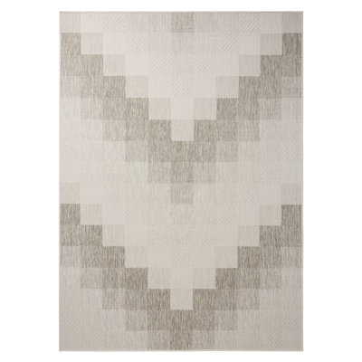 NICOLE MILLER NEW YORK Patio Country Ombre Chevron Outdoor Area Rug, Grey/Cream