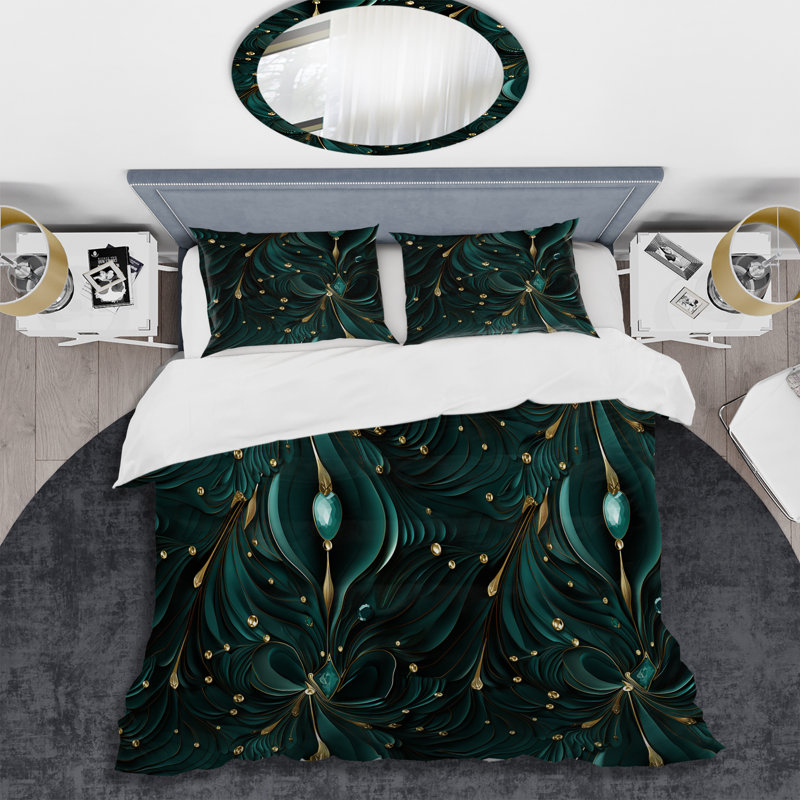 Ensemble de housse de couette Deep Emerald Radiant Glamour Emerald II - Marble
