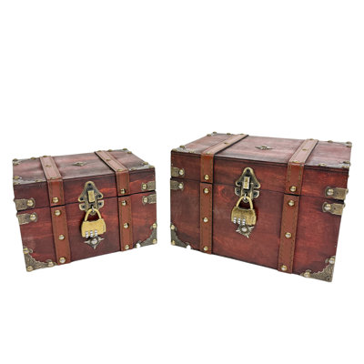 Wooden Treasure Box Set With Lock