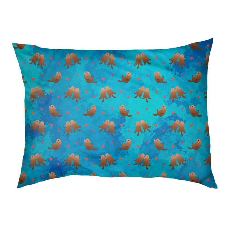 Coussin d'extérieur Campion Sea Otters, Moyen (L 29,5 po x P19,5 po x H 9,5 po), Rose/mauve