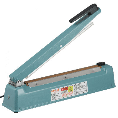 Scelleuse à impulsion, scelleuse à chaud manuelle avec mode de chauffage réglable, scellant à sac rétractable en fer pour sacs en plastique PE Mylar, scelleuse à sacs en poly portable avec trousse de remplacement supplémentaire