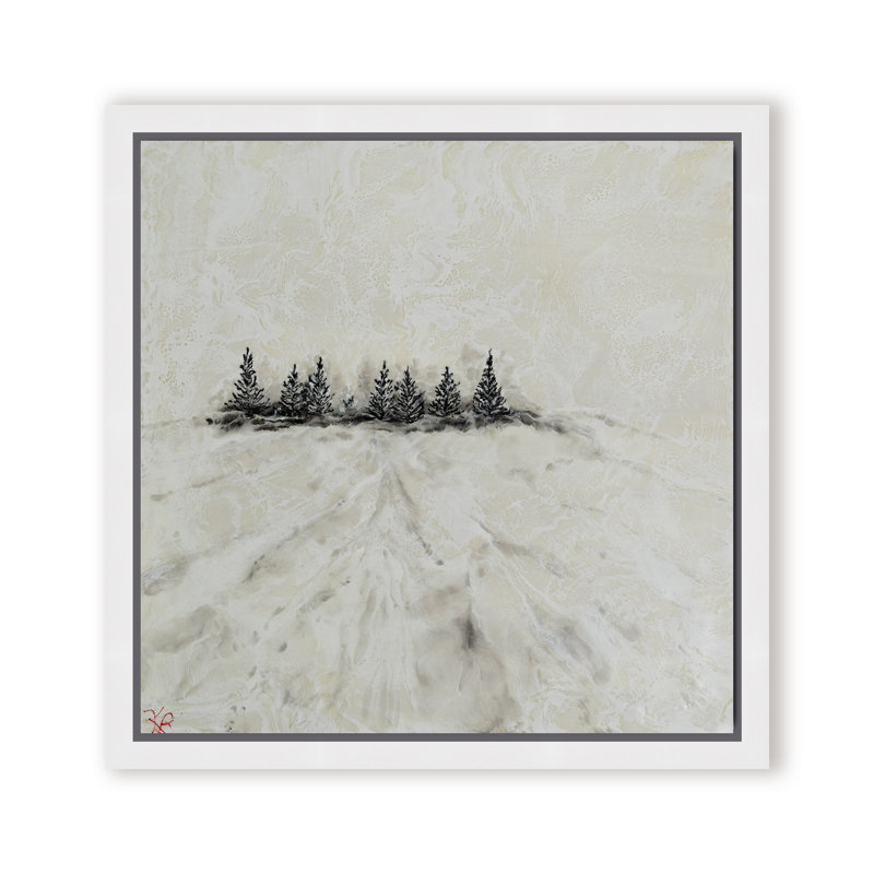 Nature Inspired "Frosted Horizon" Canvas Wall Art By , 20" H x 20" W, Framed Matted Print, Beige