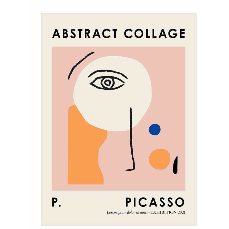 «Abstract Abstract Picasso Abstract figure I», reproduction d'art moderne sans cadre, H 30 po x l 20 po