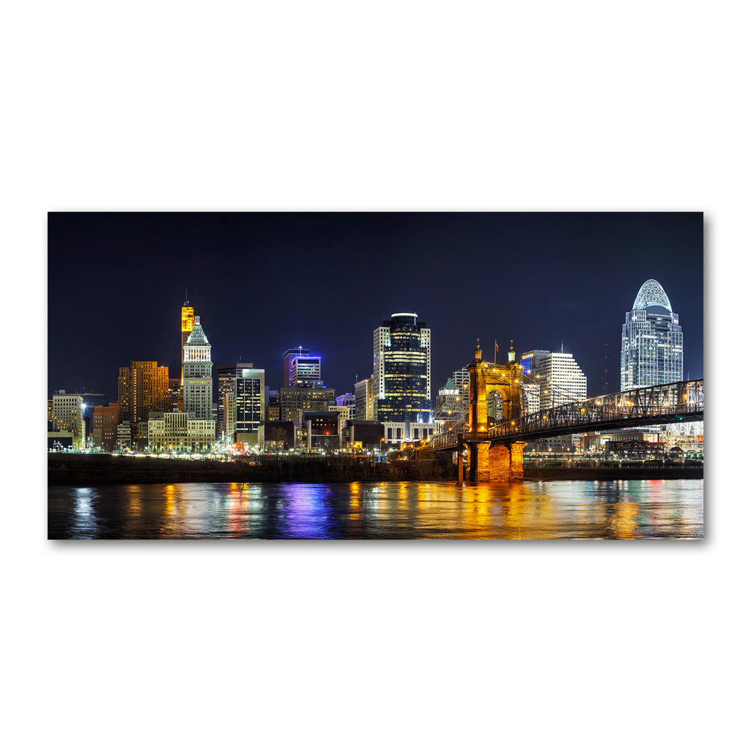 Glasbild Ohio River bei Nacht