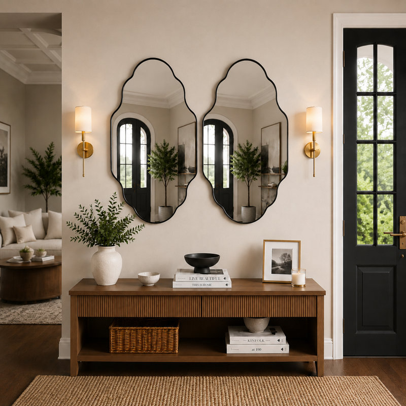  Ensemble de 2 miroirs muraux Modern, 46 po x 26 po, Noir