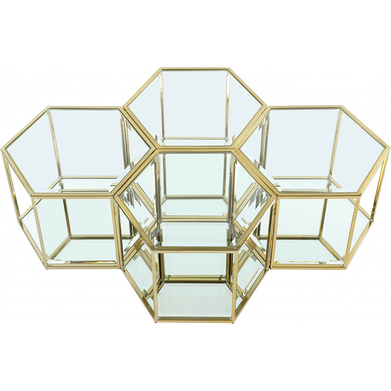 Dickerson Glass Top Coffee Table, Gold