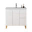 Ensemble de meuble-lavabo moderne 36 po avec lavabo combiné, 2 portes et 2 grands tiroirs, système de fermeture en douceur, conception sans poignée, pieds en bois massif naturel, lavabo en céramique, lavabo en céramique, assemblage facile, blanc brillant-1309553142